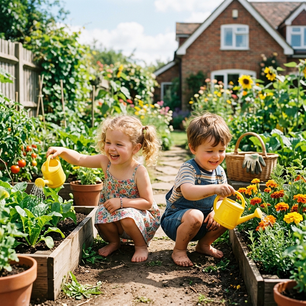 Children Gardening outdoors